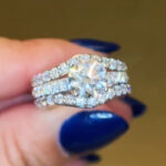 S925 Moissanite 2.0Ct Round Cut Engagement Ring in Sterling Silver with Vintage Enhancer Wedding Band - Image 2