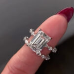 S925 Luxurious 3.5Ct Moissanite Emerald Cut Classic Engagement Ring in Sterling Silver with Marquise&Round Cut Eternity Wedding Band - Image 2