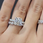 S925 Moissanite 2.5Ct Cushion Cut Engagement Ring in Sterling Silver with Eternity Wedding Band - Image 2