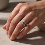 S925 Moissanite Twist 1.0Ct Round Cut 2PC Engagement Ring with 0.22Ct Round Cut Wedding Band - Image 3