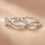 S925 Moissanite Twist 1.0Ct Round Cut 2PC Engagement Ring with 0.22Ct Round Cut Wedding Band - Image 6