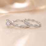 S925 Moissanite Twist 2.0Ct Round Cut Engagement Ring With Classic Twist Wedding Band - Image 5