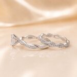 S925 Moissanite 1Ct Round Twist Bridal Ring Set Promise Ring With 0.35Ct Wedding Band Stackable Rings - Image 5
