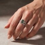 S925 Moissanite 3.5Carat Green Radiant Cut Engagement Ring With Half Eternity Thin Women's Wedding Band - Image 2