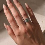 S925 Moissanite 3.5Carat Green Radiant Cut Engagement Ring With Half Eternity Thin Women's Wedding Band - Image 3