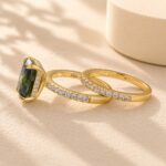S925 Moissanite 3.5Carat Green Radiant Cut Engagement Ring With Half Eternity Thin Women's Wedding Band - Image 10