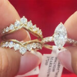 S925 Moissanite 3.0CT Marquise Cut Enhancer Ring With 1.7Ct Band In 18K Yellow Gold Plated Sterling Silver