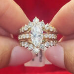 S925 Moissanite 3.0CT Marquise Cut Enhancer Ring With 1.7Ct Band In 18K Yellow Gold Plated Sterling Silver - Image 2