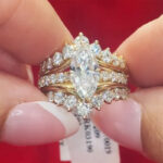 S925 Moissanite 3.0CT Marquise Cut Enhancer Ring With 1.7Ct Band In 18K Yellow Gold Plated Sterling Silver - Image 4