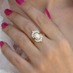 S925 Luxurious Yellow Gold Halo Radiant Cut 3PC Wedding Set for Women In Sterling Silver - Image 2