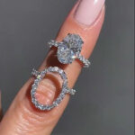 S925 Unique Oval Cut Insert Wedding Ring Set In Sterling Silver