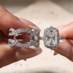 S925 Vintage 3.5 Carat Halo Radiant Cut Insert Wedding Ring Set Travel Ring For Women In Sterling Silver