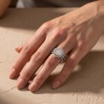 S925 Gorgeous Double Halo Oval Cut Insert Wedding Ring Set In Sterling Silver - Image 4