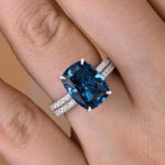 S925 Montana Blue Sapphire Cushion Cut Stunning Wedding Set