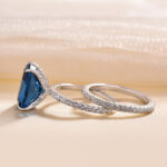 S925 Montana Blue Sapphire Cushion Cut Stunning Wedding Set - Image 5