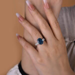 S925 Montana Blue Sapphire Cushion Cut Stunning Wedding Set - Image 3