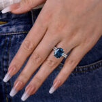 S925 Montana Blue Sapphire Cushion Cut Stunning Wedding Set - Image 2