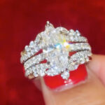 S925 4.0Ct Marquise Cut Enhancer Wedding Ring Set - Image 2