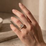S925 Exquisite Yellow Gold Emerald Cut Three Stone Wedding set For Women In Sterling Silver - Image 3