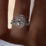 S925 Desirable Halo Oval Cut Wedding Set For Women In Sterling Silver - Image 2