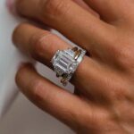 S925 Maxine Honorable Three Stone Emerald Cut 3PC Wedding Set - Image 2