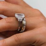S925 Maxine Honorable Three Stone Emerald Cut 3PC Wedding Set - Image 3