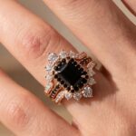 S925 Unique Rose Gold Radiant Cut 3PC Wedding Set - Image 2