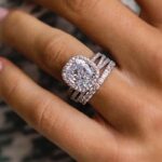 S925 Attractive Halo Cushion Cut 3PC 3.0 Carat Wedding Set