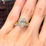 S925 4.5Ct Oval Cut Engagement Ring in Sterling Silver with Classic Half Eternity Wedding Band