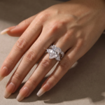 S925 Three Stone Luxury 8.0 Ct Pear Cut Engagement Ring with Stunning Full Pear Cut Women's Wedding Band - Image 2