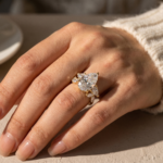 S925 Three Stone Luxury 8.0 Ct Pear Cut Engagement Ring with Stunning Full Pear Cut Women's Wedding Band - Image 6