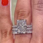S925 Maxine Elongated 5.0Ct Radiant Cut Wedding Ring With Emerald Cut Wedding Band