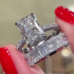 S925 Maxine Elongated 5.0Ct Radiant Cut Wedding Ring With Emerald Cut Wedding Band - Image 2