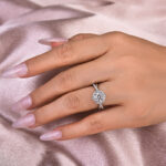 S925 Maxine Moissanite Noble 1.0 Carat Halo Round Cut Engagement Ring - Image 3