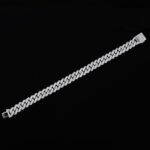 10mm 8" White Gold Big Box Clasp 2-Row Iced Out Handset Miami Cuban Chain Bracelet - Image 2