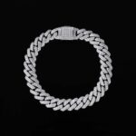 10mm 8" White Gold Big Box Clasp 2-Row Iced Out Handset Miami Cuban Chain Bracelet