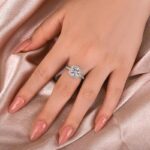 S925 Maxine Moissanite 2.0 Ct Halo Round Cut White Gold Promise Ring - Image 3