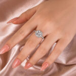 S925 Maxine Moissanite 2.0 Ct Halo Round Cut White Gold Promise Ring - Image 4