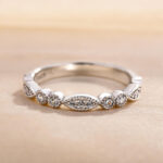 S925 Art Deco White Gold Full Eternity Thin Wedding Band For Women - Image 4