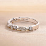 S925 Art Deco White Gold Full Eternity Thin Wedding Band For Women - Image 5