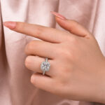 S925 Maxine Moissanite 2.0 Ct Halo Round Cut White Gold Promise Ring - Image 2