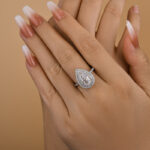 S925 Double Halo Pear Cut Engagement Ring for Women - Image 3