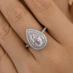 S925 Double Halo Pear Cut Engagement Ring for Women