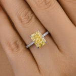 S925 Beautifully 3.5 Carat Yellow Sapphire Radiant Cut Engagement Ring - Image 4