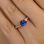 S925 Classic Twist 1.25 Carat Round Cut Blue Sapphire Engagement Ring For Her In Sterling Silver - Image 10