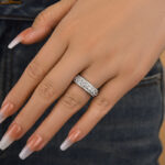 S925 Fashion Eternity 3 Row Design Round Cut Women's Wedding Band Ring - Image 2