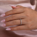S925 Maxine Moissanite Half Eternity Thin Women's Wedding Band in Sterling Silver - Image 3