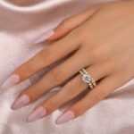 S925 Maxine Classic Moissanite 2.0 Carat Round Cut Wedding Ring Set With Eternity Wedding Band - Image 7