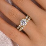 S925 Maxine Classic Moissanite 2.0 Carat Round Cut Wedding Ring Set With Eternity Wedding Band - Image 4