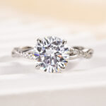 S925 Maxine Twist 2.0 Carat Round Cut Engagement Ring For Her In Sterling Silver - Image 8